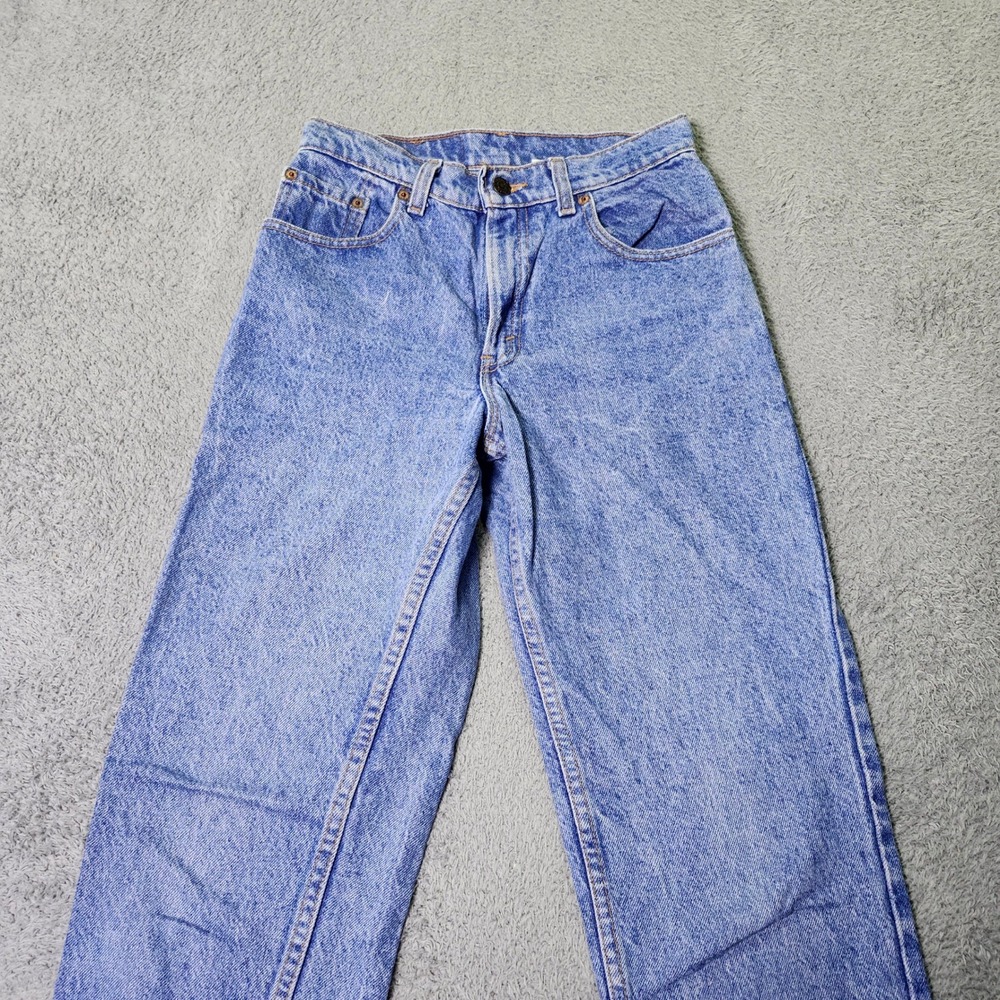 Levi's Womens 3L 550 Relaxed Fit Tapered Jeans Acid Wash Blue Made in USA 90s - Picture 3 of 10